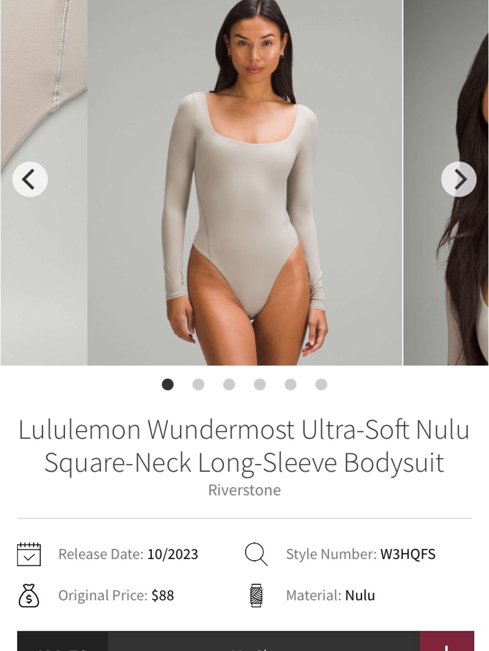 lululemon athletica Riverstone Wundermost Nulu Long-Sleeve Bodysuit